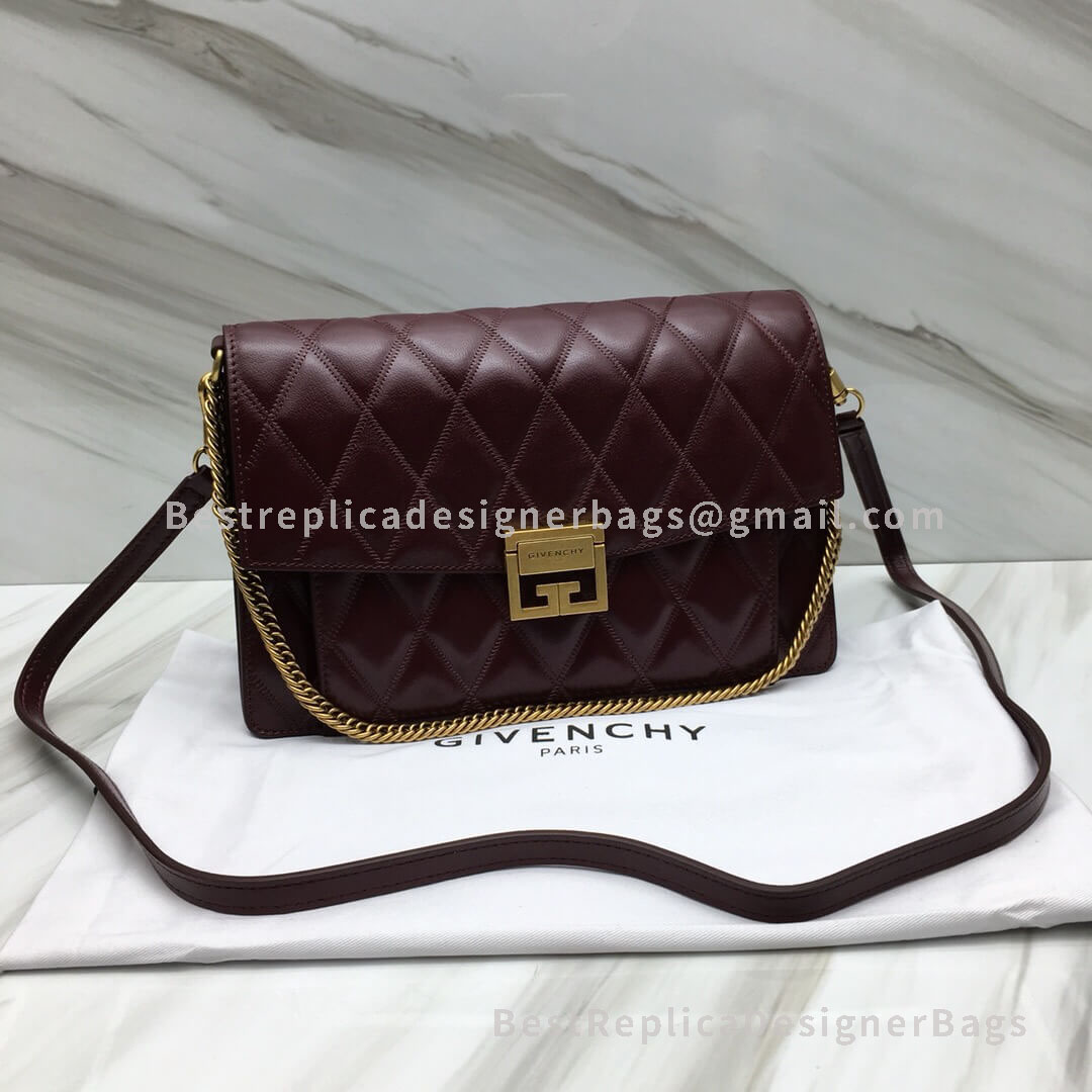 Givenchy  Medium GV3 Bag Wine In Diamond Quilted Calfskin Leather GHW 29999